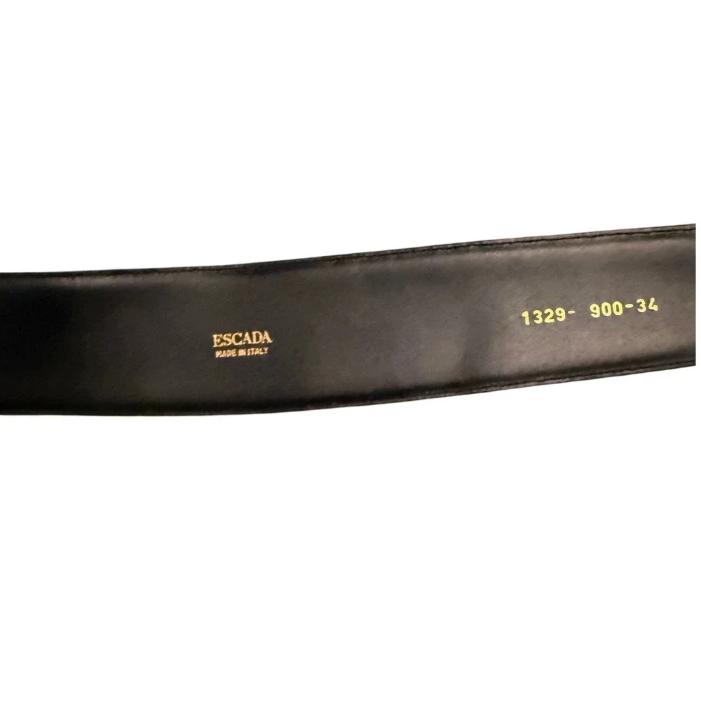 Escada Black Leather Wide Waist Belt Made in Italy Square Buckle 34 1329-900-34